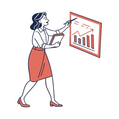 Finansal istatistik vektör çizimi olan kadın