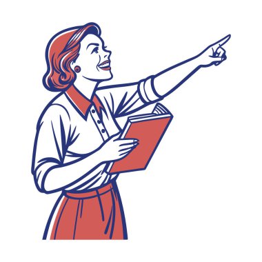 Mutlu bir kadın boş bir pankart gösteriyor.