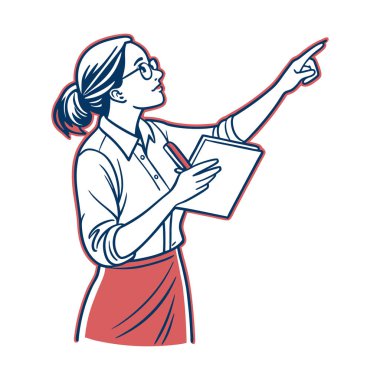 Elinde kitap olan kadın öğretmen.