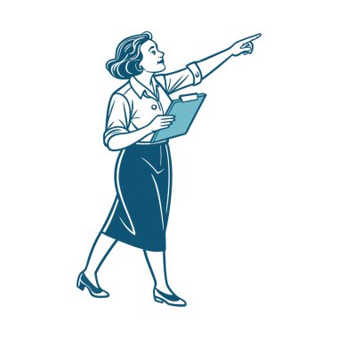 Pano vektör illüstrasyon tasarımlı zarif genç iş kadını