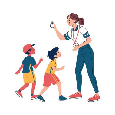 Sırt çantası ve akıllı telefonu olan küçük bir kız ve oğlan.