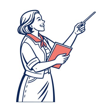 Beyaz arkaplan üzerine kitabı olan öğretmen