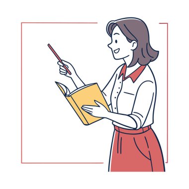 Öğretmen, öğrenci, öğretmen, öğrenci, öğretmen konsepti. Beyaz arkaplanda izole edilmiş vektör illüstrasyonu.