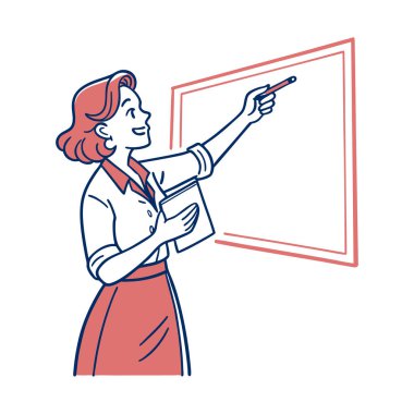 Kadın öğretmen tablet kullanıyor.