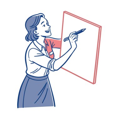 Kitapların vektör çizimi tasarımı ile sınıftaki genç öğretmen