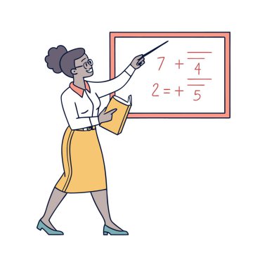 Hesap makinesi ve matematik vektör çizimi olan kadın