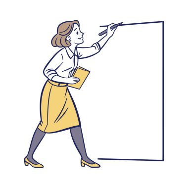 Pano ve kalem olan kadın