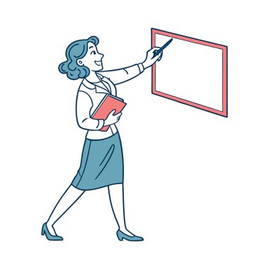 Pano karakter vektör illüstrasyon tasarımına sahip iş kadını