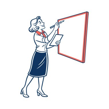 Kadın boş bir tahta yazıyor.