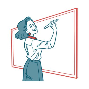 Pano ve kalem olan kadın