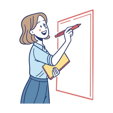 Pano ile genç kadın