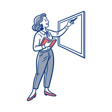 Elinde kalem olan kadın.