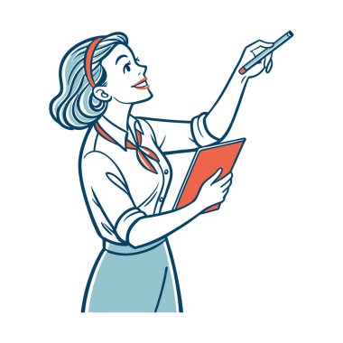 Tıbbi maskeli kadın doktor ve pano vektör çizimi tasarımı