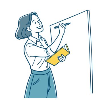 Bayan öğretmen kitap yazıyor.