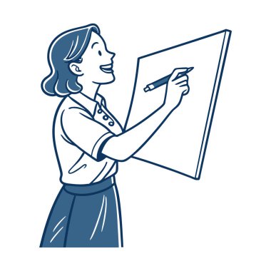 Ofisteki iş kadını karakter vektör çizimi tasarımı