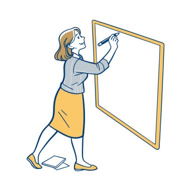 Yazı tahtası ile kadın öğretmen