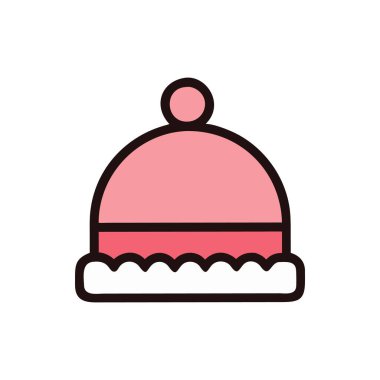 Noel şapkası çizgisi simgesi, vektör illüstrasyonu