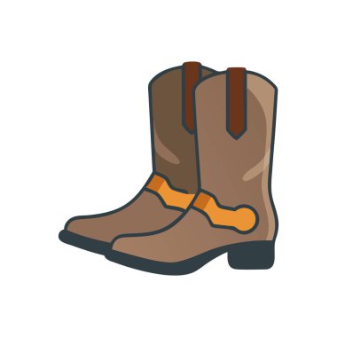 Kovboy çizmeleri ve bot ikonu vektör illüstrasyon grafik tasarımı