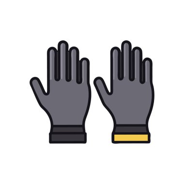 Beyaz arka planda izole edilmiş modaya uygun düz stil eldiven ikonu. Web sitenizin tasarım ve logosu için eldiven sembolü. Vektör illüstrasyonu, 10 eps