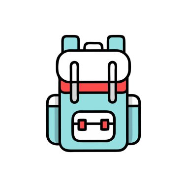 Beyaz torba üzerinde izole edilmiş sırt çantası simgesi vektör işareti ve sembolü