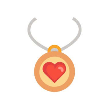 bir kolye vektör düz tasarım ikonu ile kalp