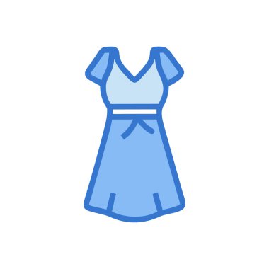 Beyaz arkaplanda kumaş simgesi olan mavi elbise