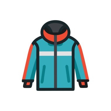 Beyaz arkaplan, vektör, illüstrasyon üzerinde izole edilmiş kışlık ceket düz simgesi