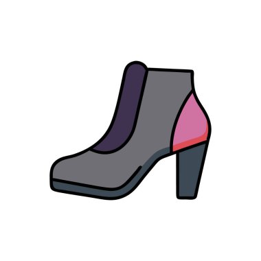 beyaz arkaplanda web tasarımı ve sunumu için kadın ayakkabıları renk vektör karalama simgesi