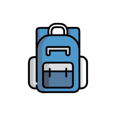 Kişisel ve ticari kullanım için beyaz arkaplanda izole edilmiş sırt çantası vektör simgesi.