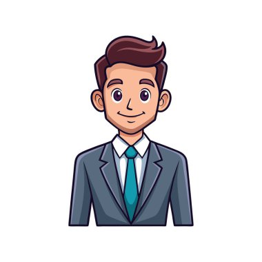 Saç stili ve takım elbise vektör çizimi tasarımlı iş adamı