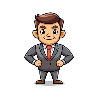 Ofis kıyafetleri ve kravatlı iş adamı çizgi filmi