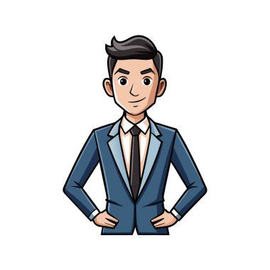 Zarif iş adamı Avatar çizgi film vektör illüstrasyon grafik tasarımı