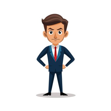 Zarif takım elbise giyen iş adamı, çizgi film karakteri.