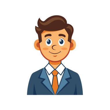 Kravat vektör illüstrasyon tasarımına sahip genç iş adamı karakteri