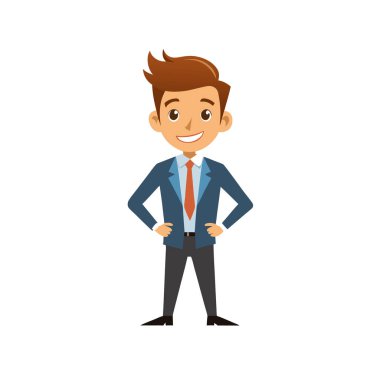 Mutlu iş adamı çizgi film karakter vektör çizimi tasarımı