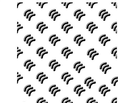 Wifi Simgesi: Kablosuz desen. Kablosuz simge ile kusursuz desen. Vector sosyal medya siyah ve beyaz karo arka plan tekrarı. Desen ve arkaplan dalga ikonu için yatay siyah kablosuz sinyal tasarımı. Siyah dalga deseni. Kablosuz simge