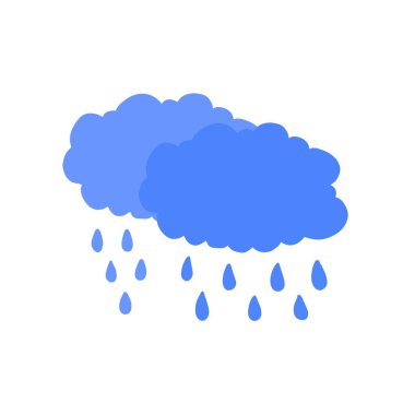 Mavi Bulut Yağmuru simgesi arka planda izole edildi. Modern, basit, düz fırtına öngörüsü. Hava durumu, internet konsepti. Hava tahmini yağmur sembolü