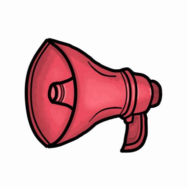 Hoparlör vektörü çizimi El çizimi, Kırmızı Megafon Vektör Açıklaması İzole edilmiş beyaz arkaplan