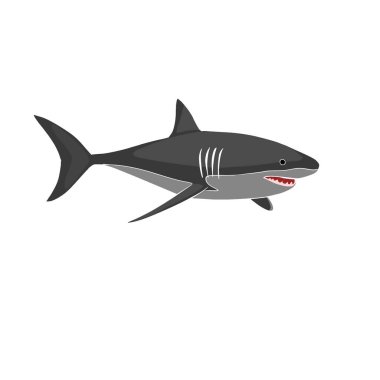 Beyaz arka planda izole edilmiş el çizimi köpekbalığı çizimi