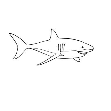 Beyaz arkaplanda el çizimi köpekbalığı çizimi çizimi çizimi