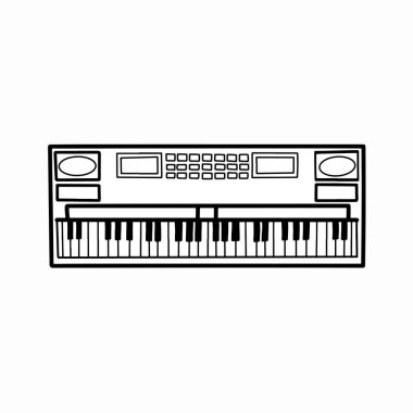 El çizimi retro boombox taslağı, beyaz arka planda klasik boombox çizimi, klasik getto imha çizgisi