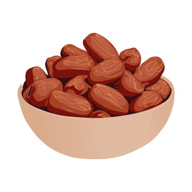 Beyaz arka planda izole edilmiş meyve kasesi. Tatlı kuru meyve vektör karikatürü çizimi