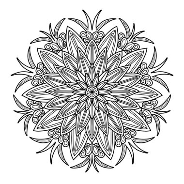 El çizimi mandala vektör çizimi. Mandala çiçekli süs deseni. Çizim biçimi geometrik çiçek