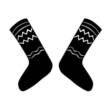 Noel çorapları siluet vektör vektör çizimi