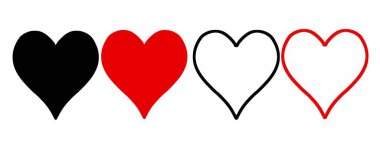 Beyaz arka planda kalp vektör simgeleri. aşk sembolü izole