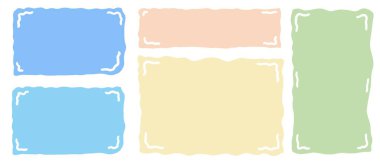 El çizimi minimalist poster seti. Boş şablon setinden alıntı yap. Renkli dalgalı kenarlı metin kutuları vektörü, karalama çerçeveleri koleksiyonu