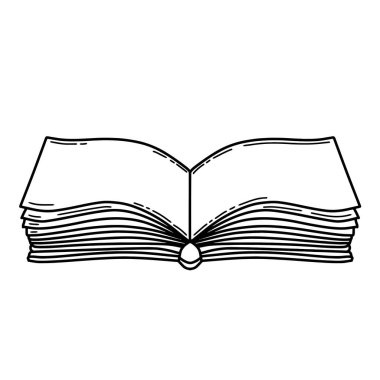 Kitap özet vektörünü aç. El çizimi eğitim ve okuma illüstrasyonu. Boş sayfalar hikaye kitabı karalaması