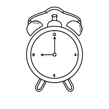 Alarm saati ana hat vektörü. El çizimi Uyanın Çağrı çizimi