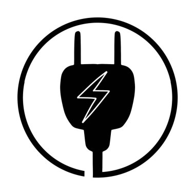 El yapımı elektrik prizi simgesi. Katı siyah elektrik dolgu sembolü