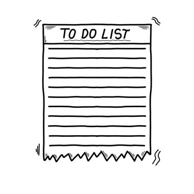 Elle çizilmiş Yapılacaklar Listesi çizim biçimi çizimi çizimi çizimi. El çizimi biçim bildiri sayfası